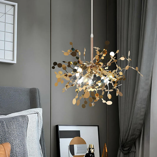 Suspension LED inox dorée ou argentée – Design moderne et raffiné