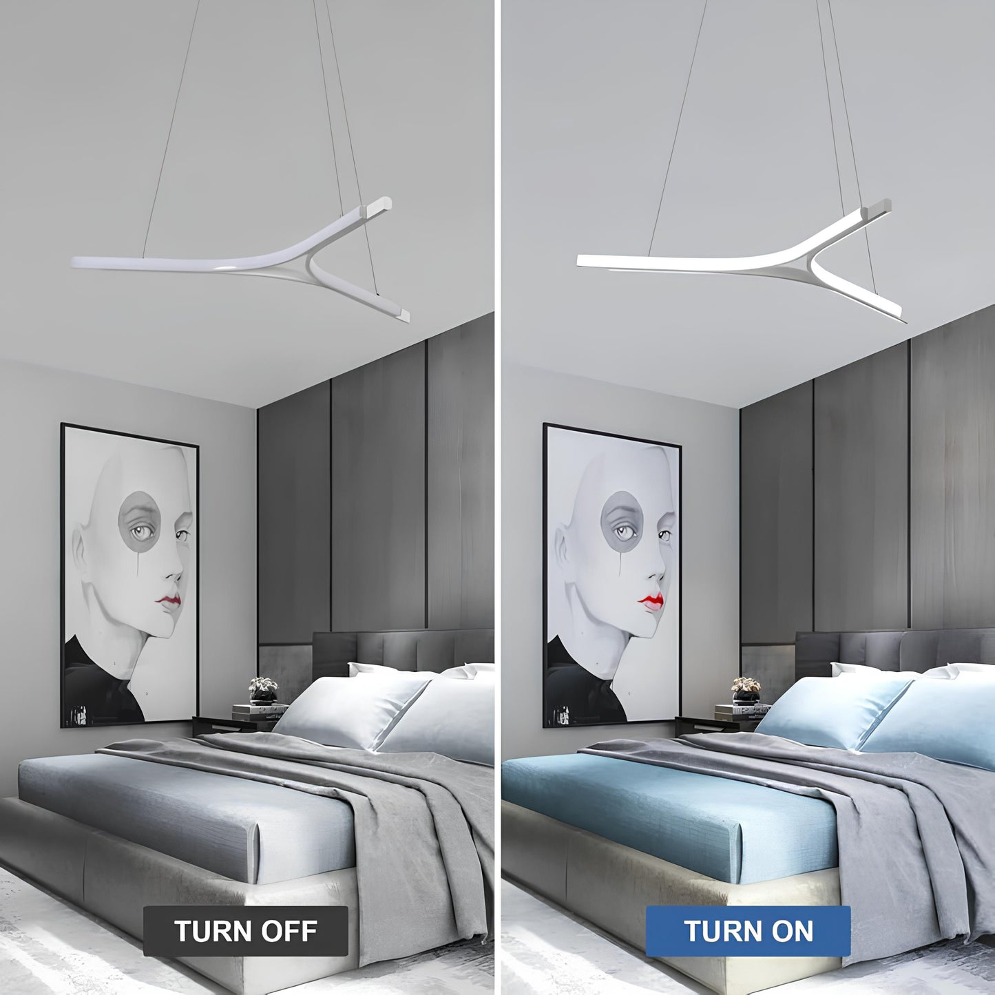 Suspension moderne blanche en métal au design géométrique