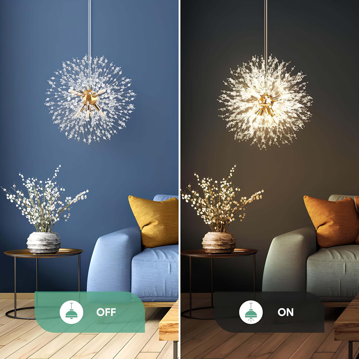 Suspension moderne effet pissenlit – design floral lumineux