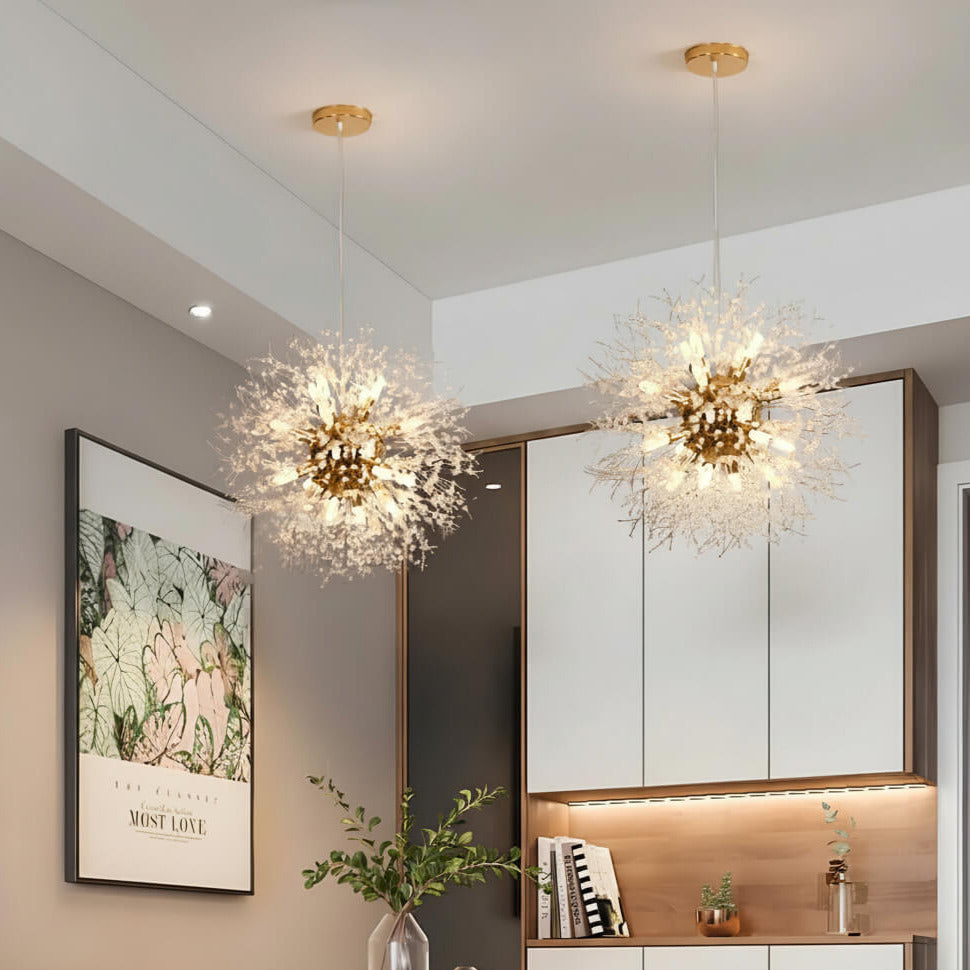 Suspension moderne effet pissenlit – design floral lumineux