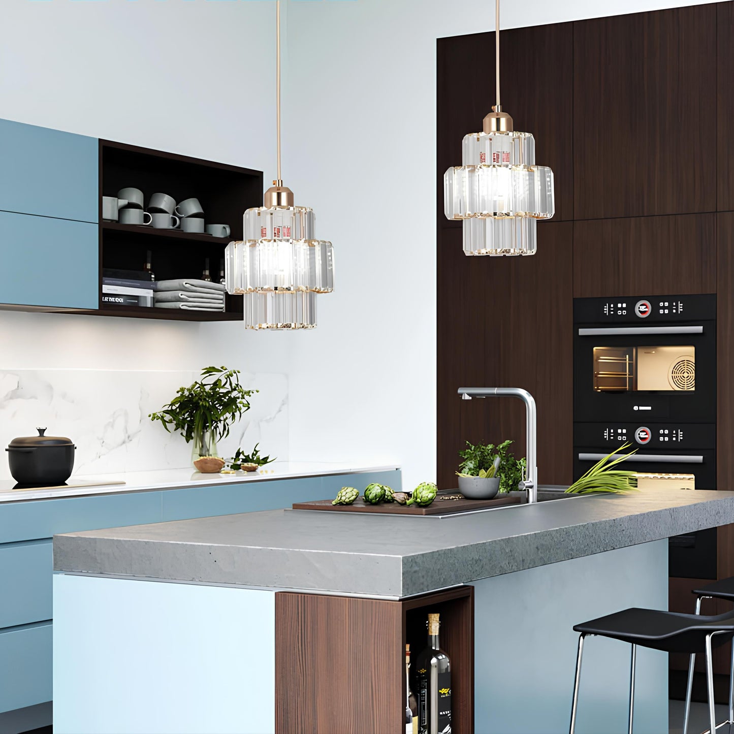 Suspension moderne en cristal – Lustre Led design