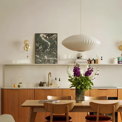 Suspension moderne en métal et soie au design bulle