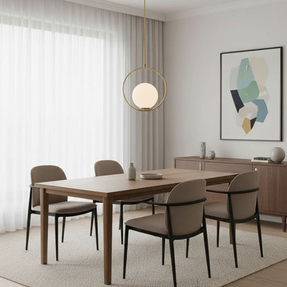 Suspension moderne en verre blanc et laiton – Élégance minimaliste