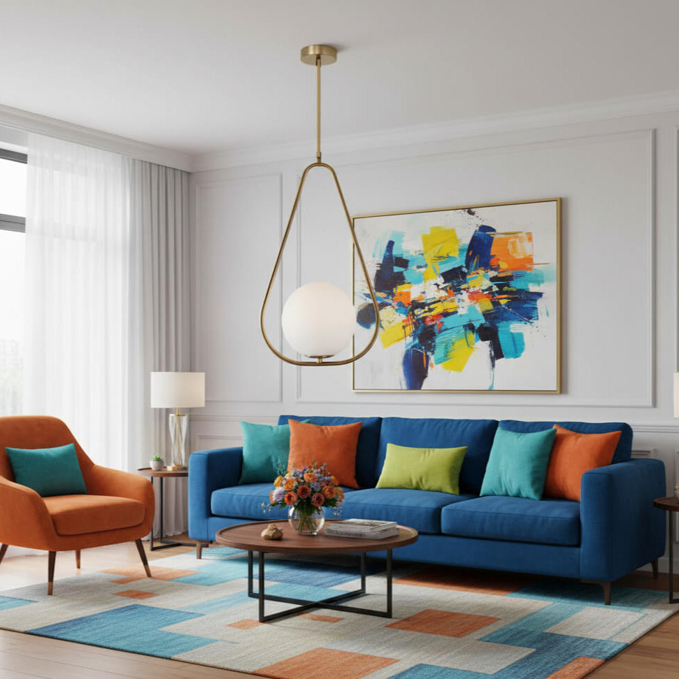 Suspension moderne en verre blanc et laiton – Élégance minimaliste