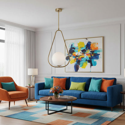 Suspension moderne en verre blanc et laiton – Élégance minimaliste