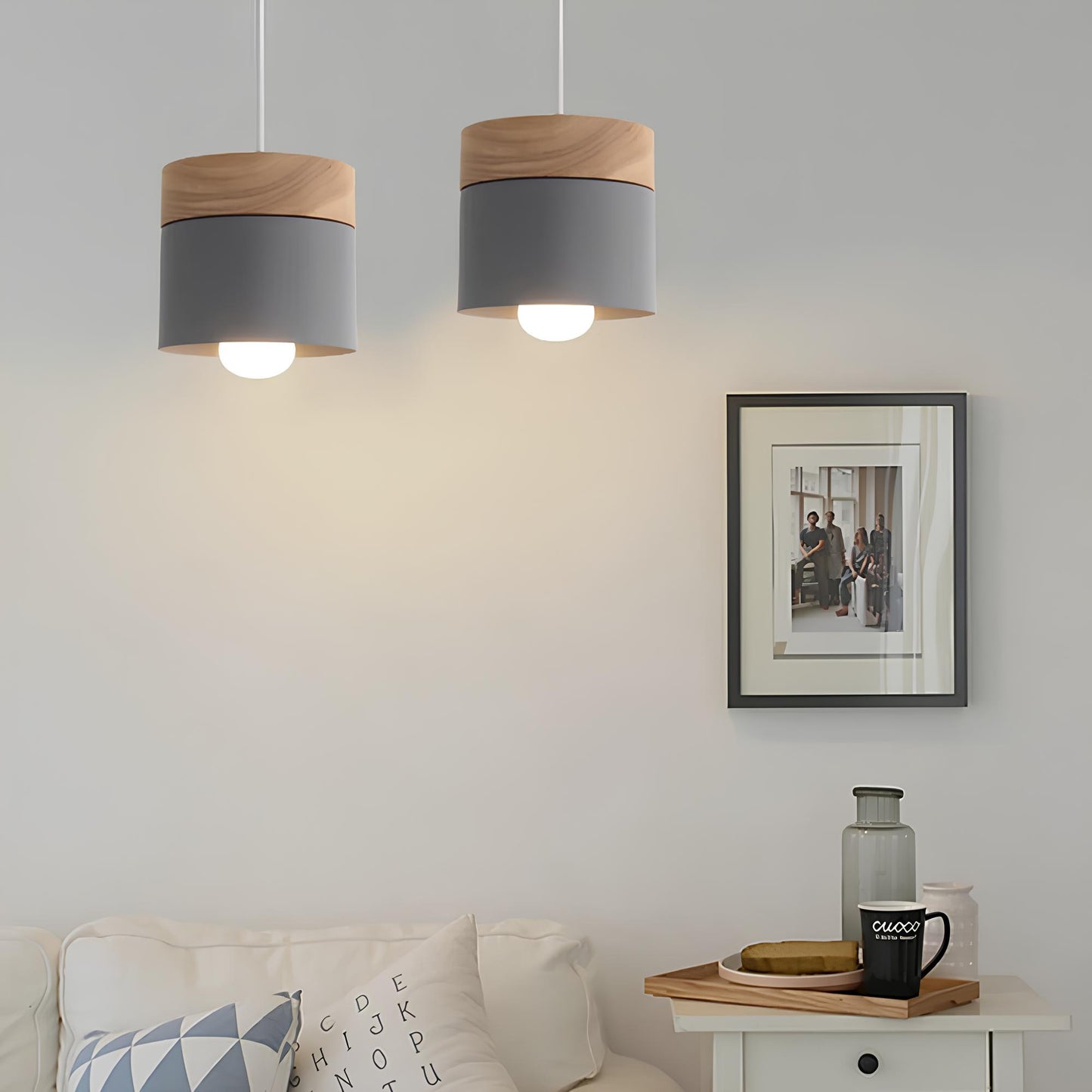 Suspension nordique en bois et couleurs pastel – Design scandinave moderne
