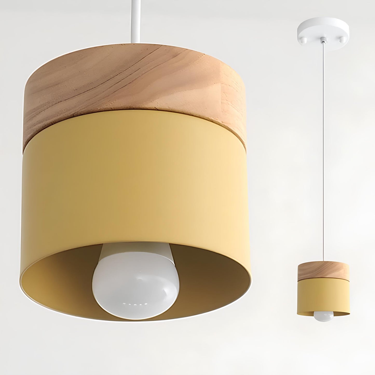 Suspension nordique en bois et couleurs pastel – Design scandinave moderne