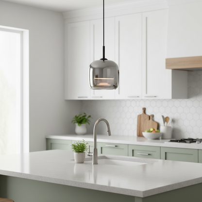 Suspension nordique en verre gris – Minimalisme et élégance contemporaine