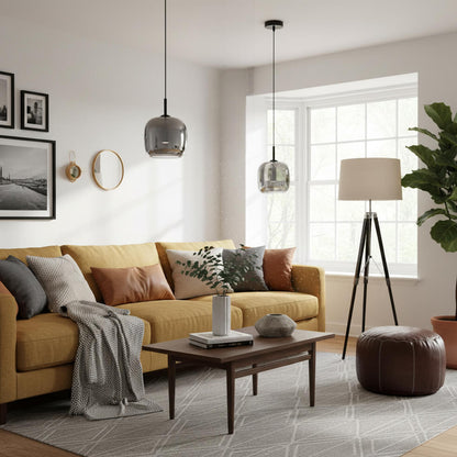 Suspension nordique en verre gris – Minimalisme et élégance contemporaine