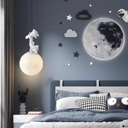 Suspension ourson blanc – Lampe décorative pour chambre d’enfant