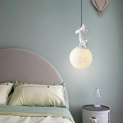 Suspension ourson blanc – Lampe décorative pour chambre d’enfant