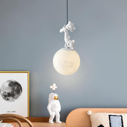Suspension ourson blanc – Lampe décorative pour chambre d’enfant