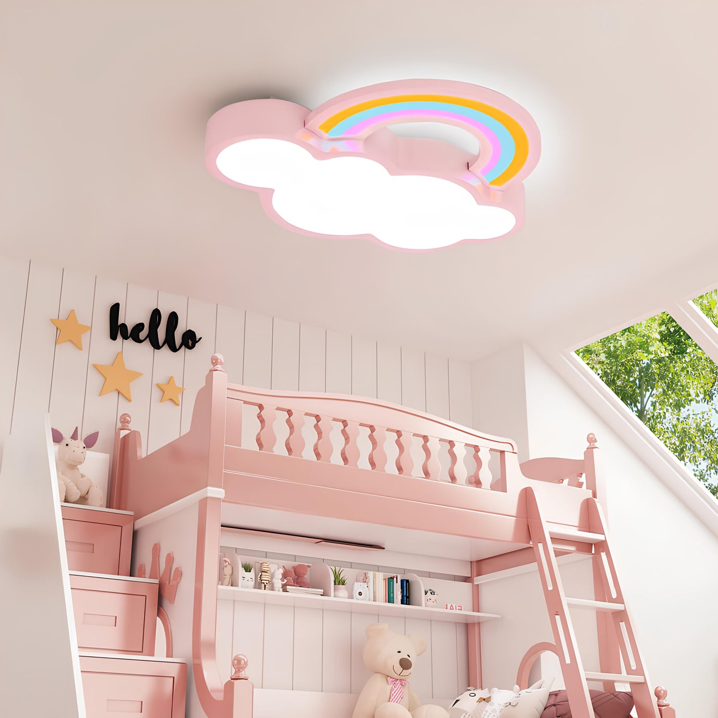 Suspension plafond enfant – Nuage et arc-en-ciel décoratif