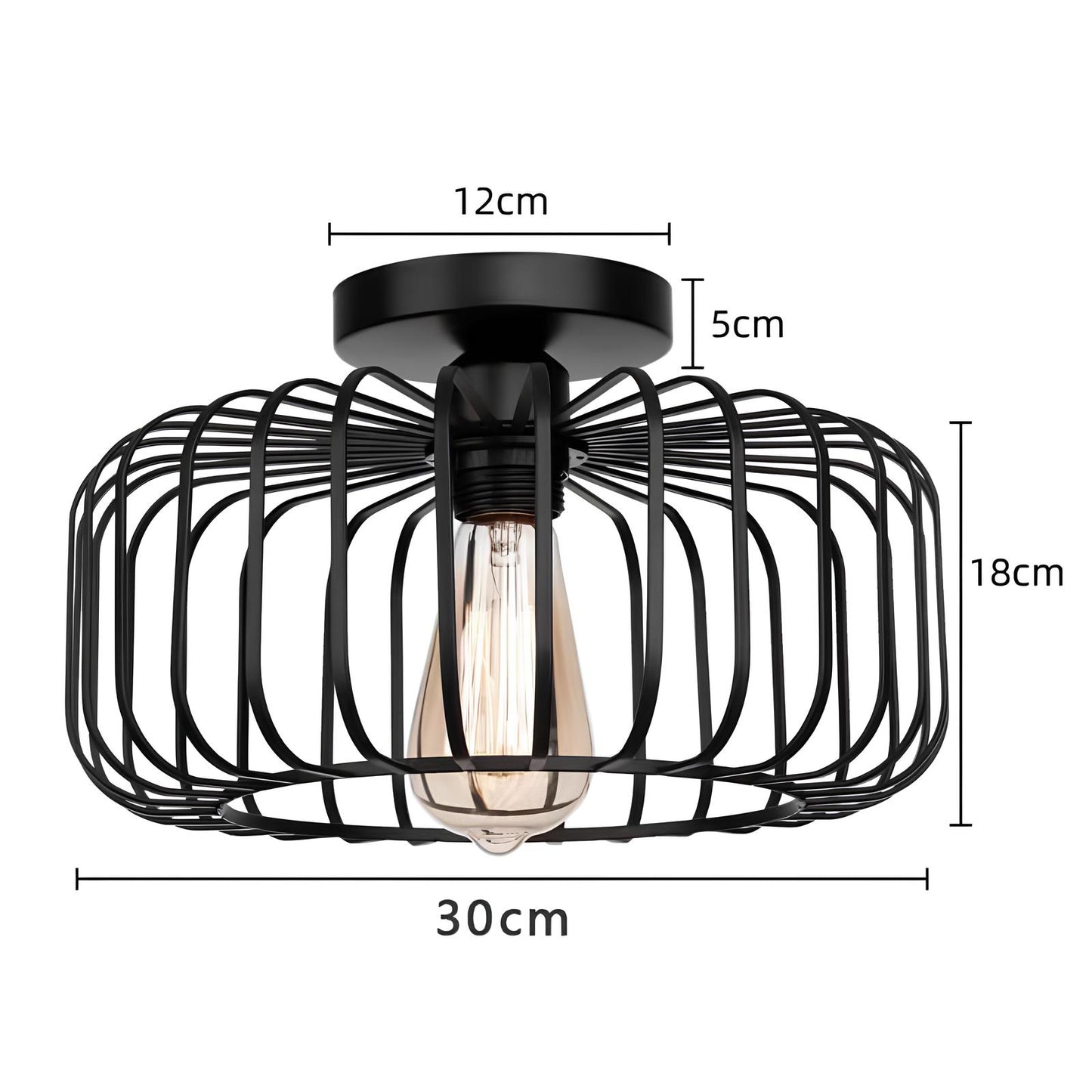 Suspension plafond style industriel rétro – luminaire cage en fer