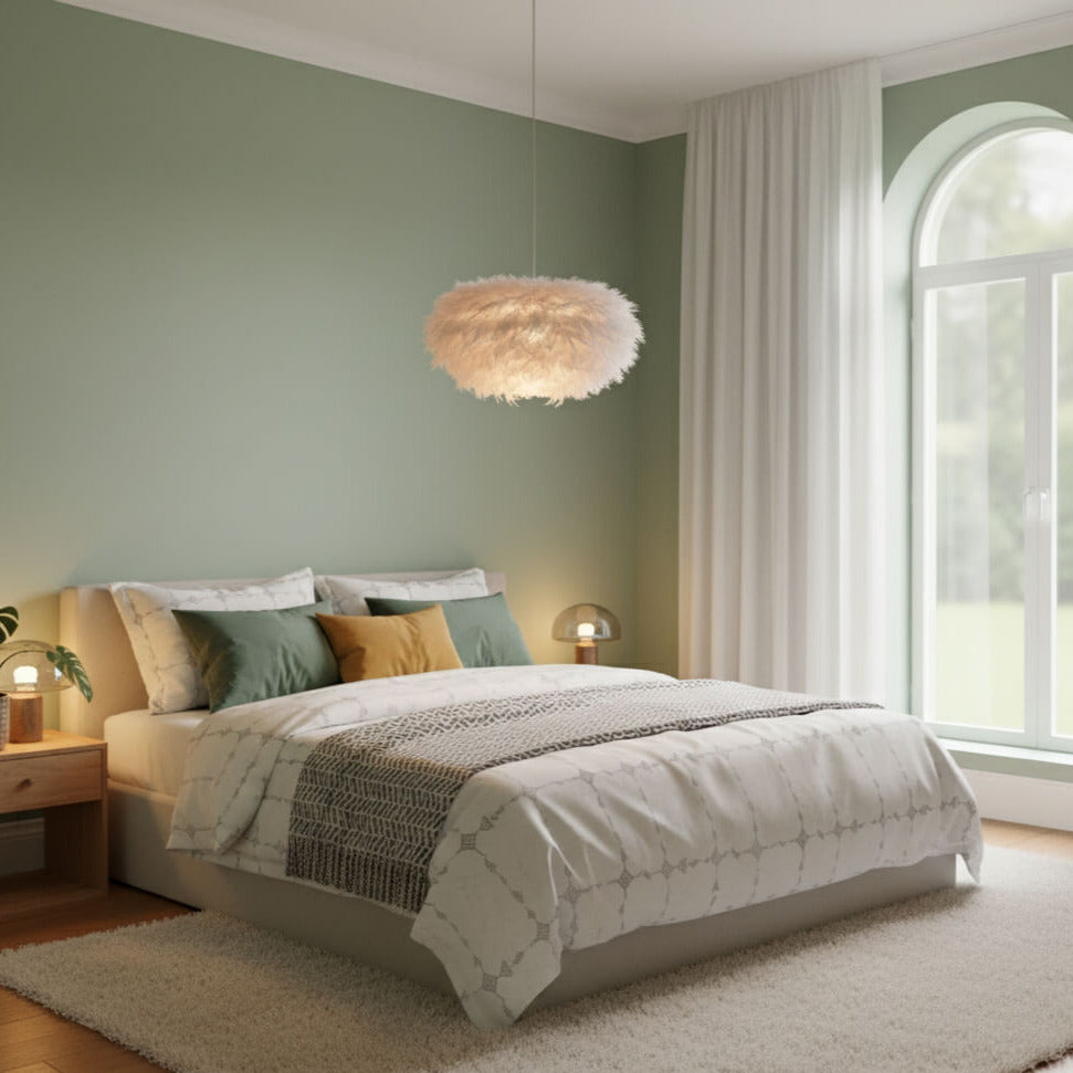 Suspension plume blanche – Design aérien et moderne