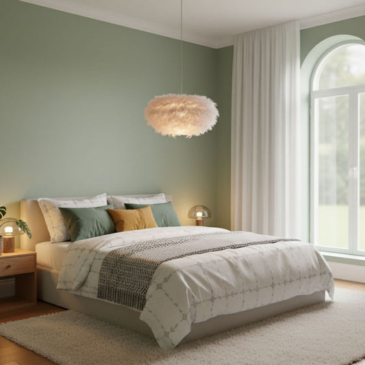 Suspension plume blanche – Design aérien et moderne