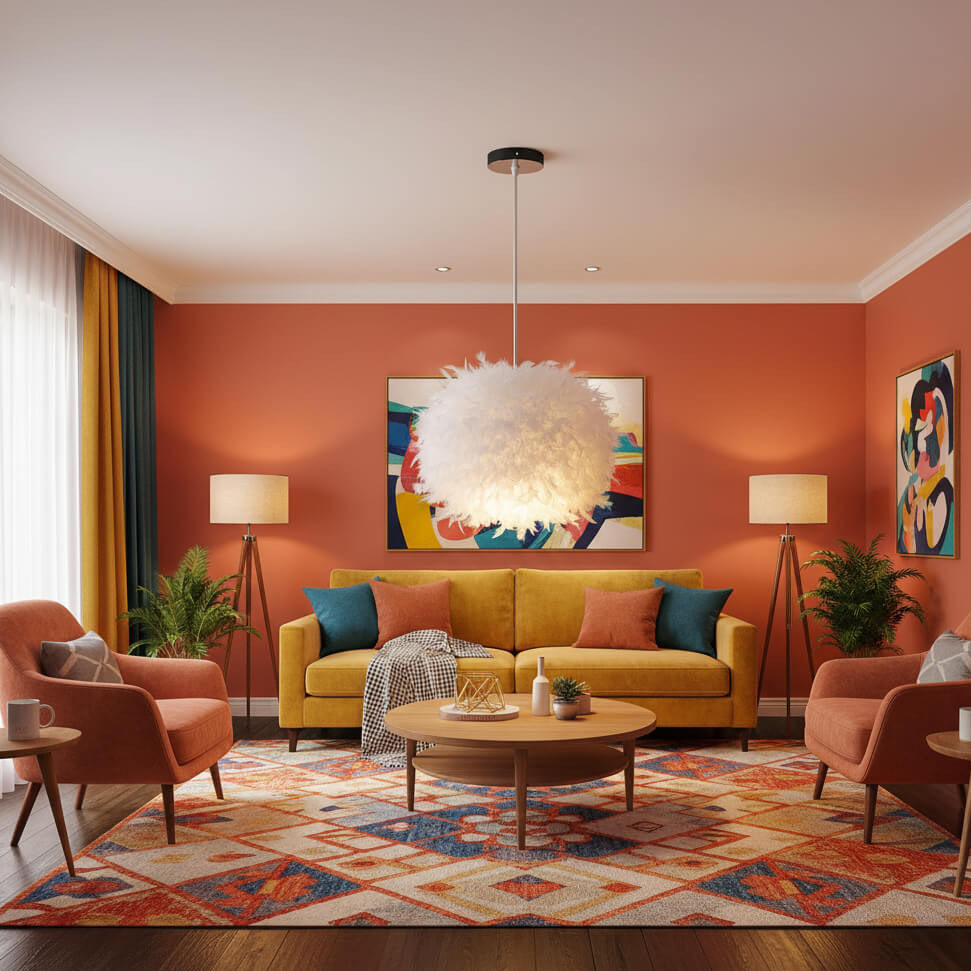 Suspension plume blanche – Luminaire moderne et chaleureux