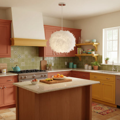 Suspension plume blanche – Luminaire moderne et chaleureux