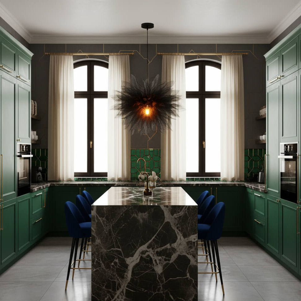 Suspension plume – Design aérien en noir ou blanc