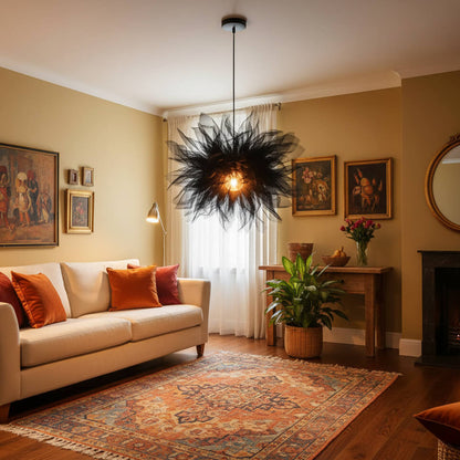 Suspension plume – Design aérien en noir ou blanc