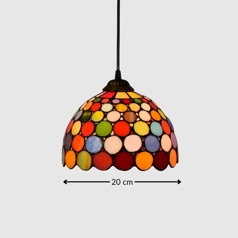 Suspension rétro en verre coloré style vitrail