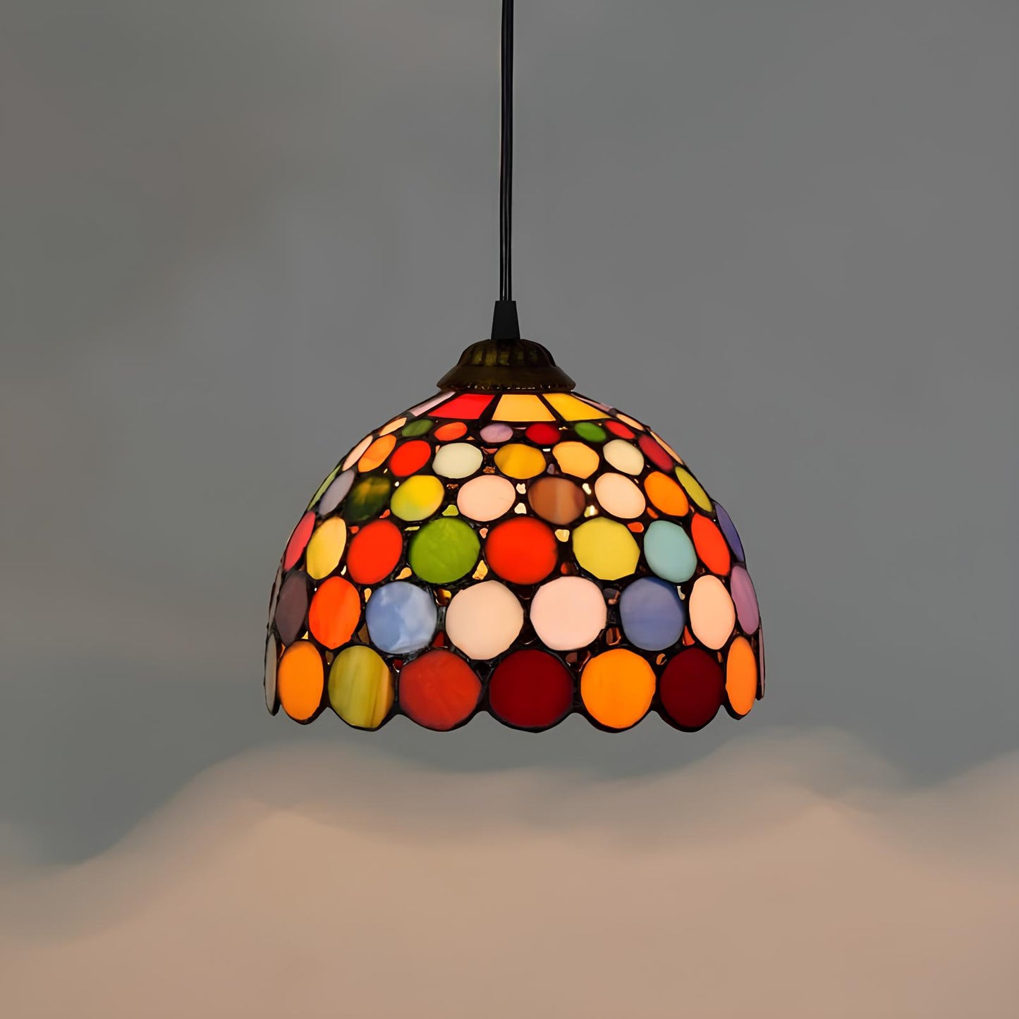 Suspension rétro en verre coloré style vitrail