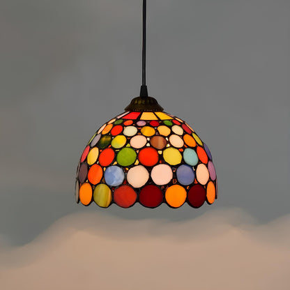 Suspension rétro en verre coloré style vitrail