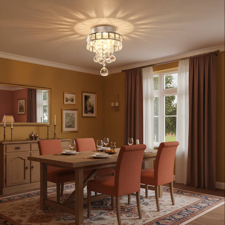 Suspension salle à manger en cristal – Lumière chaleureuse