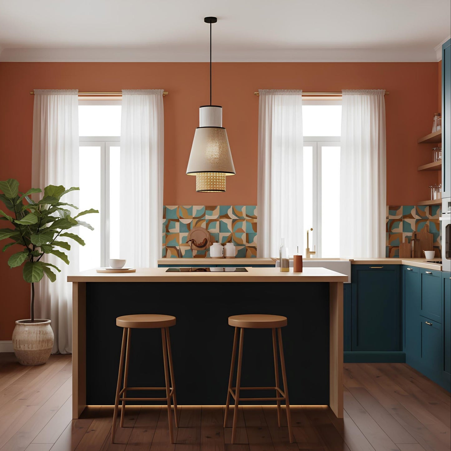 Suspension tissu & rotin – L’alliance du naturel et du contemporain