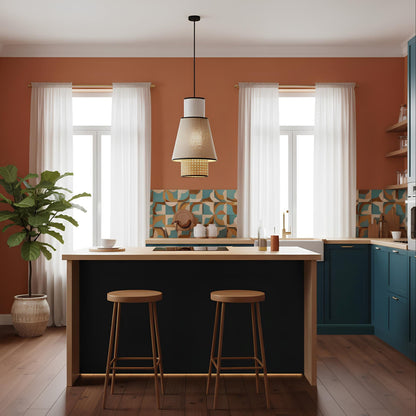 Suspension tissu & rotin – L’alliance du naturel et du contemporain