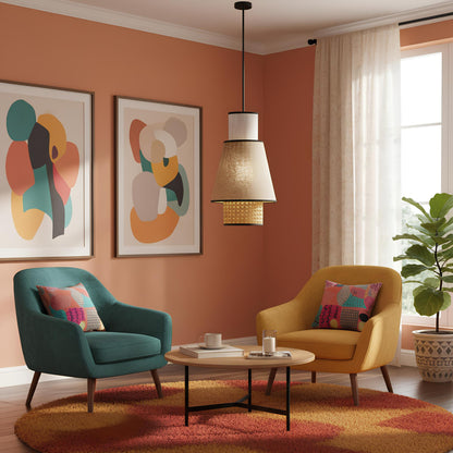 Suspension tissu & rotin – L’alliance du naturel et du contemporain