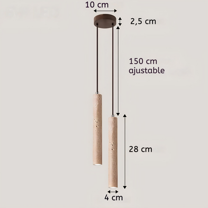 Suspension tube bois et pierre – Élégance japonaise et modernité rétro