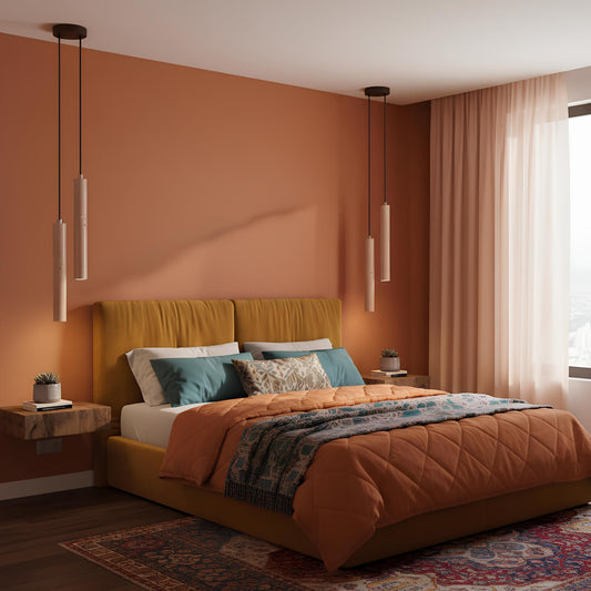 Suspension tube bois et pierre – Élégance japonaise et modernité rétro