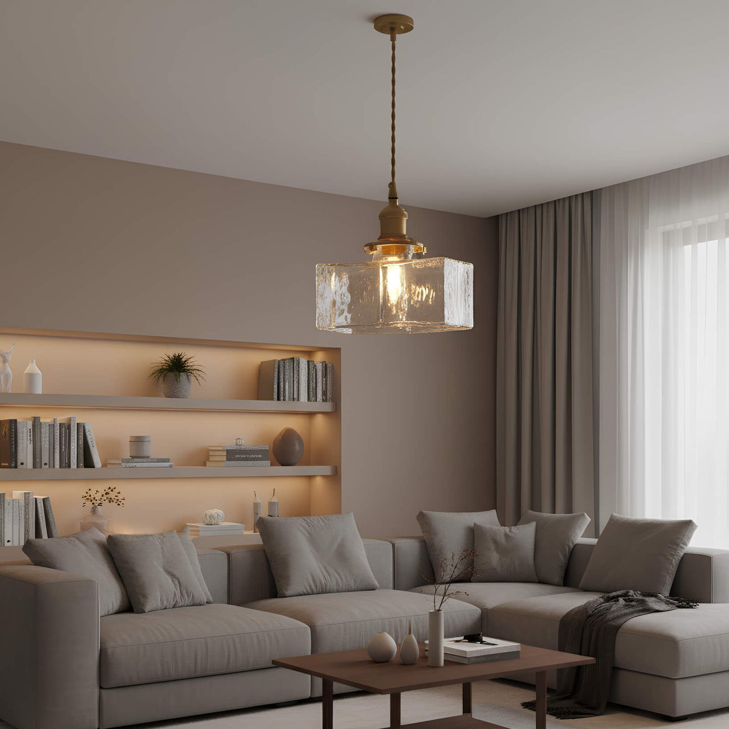 Suspension verre doré