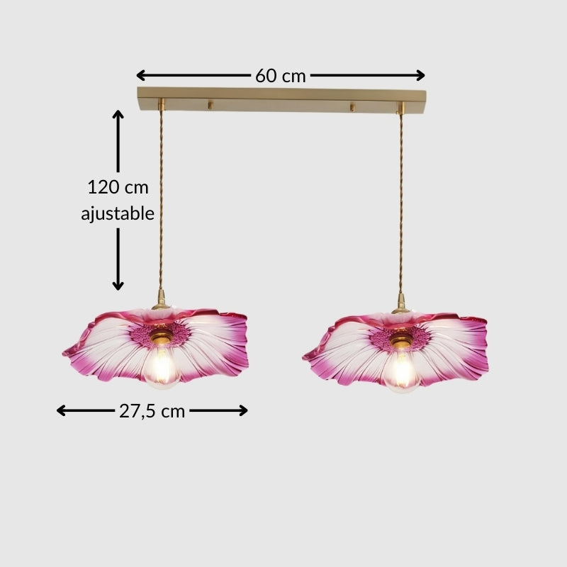 Suspension vintage en verre – Lampe florale