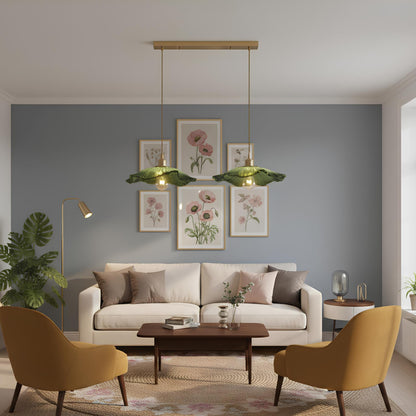 Suspension vintage en verre – Lampe florale