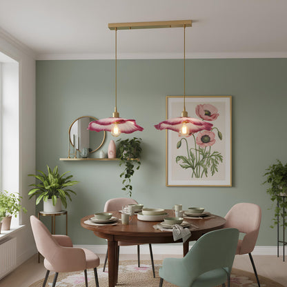 Suspension vintage en verre – Lampe florale