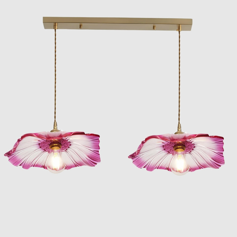 Suspension vintage en verre – Lampe florale