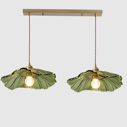 Suspension vintage en verre – Lampe florale
