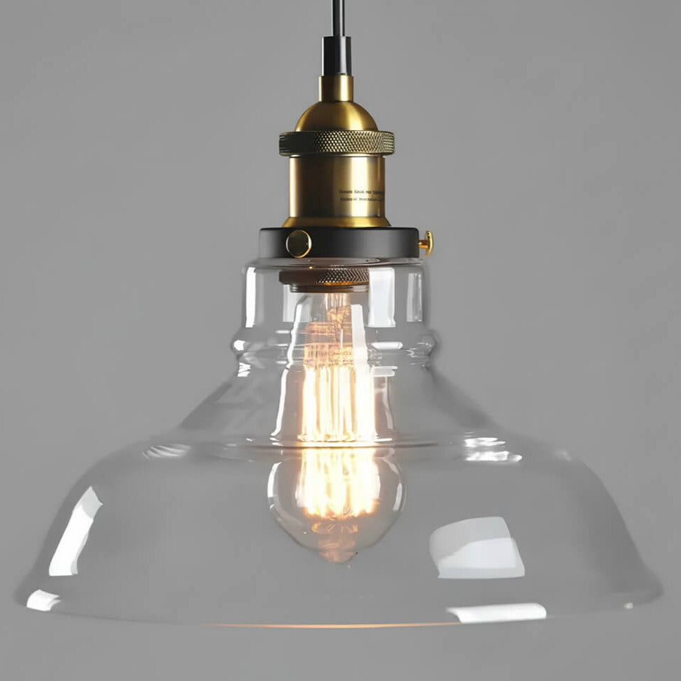 Suspension vintage en verre transparent – Design arrondi 20 cm