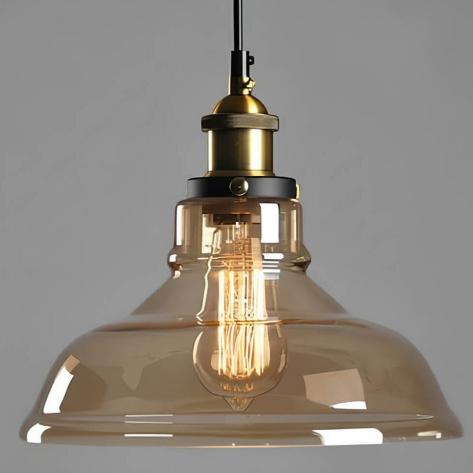 Suspension vintage en verre transparent – Design arrondi 20 cm