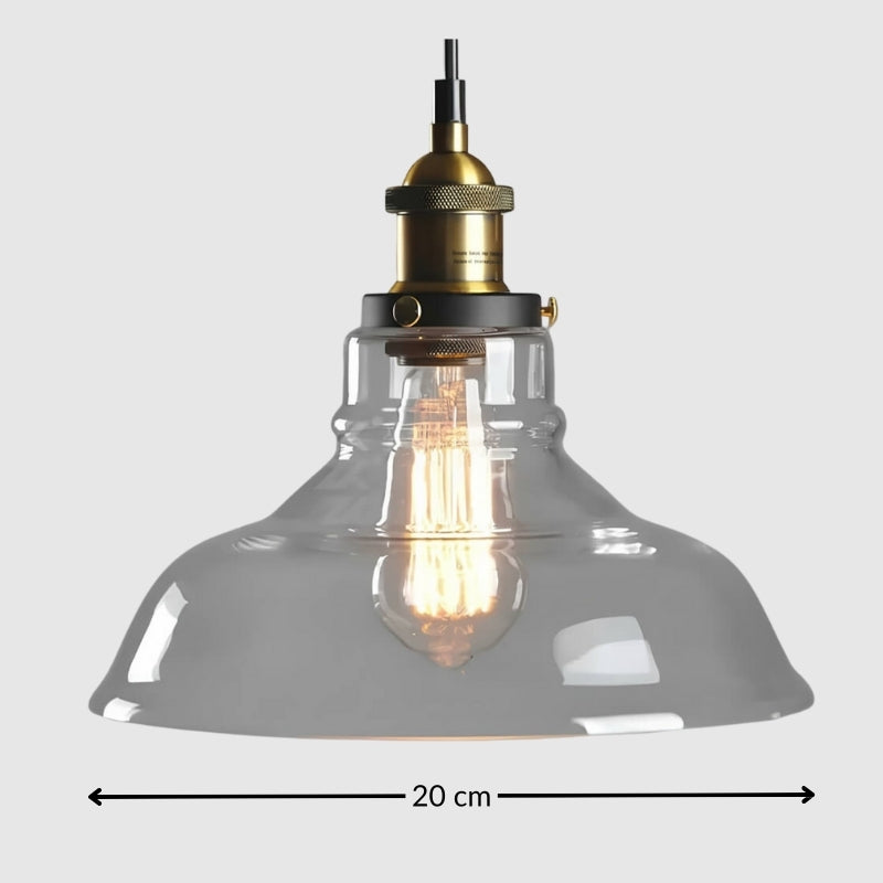 Suspension vintage en verre transparent – Design arrondi 20 cm