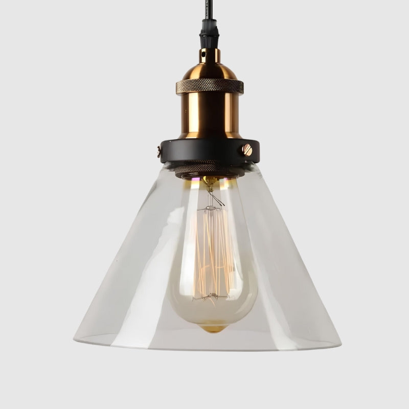 Suspension vintage en verre transparent – Design conique intemporel