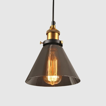 Suspension vintage en verre transparent – Design conique intemporel