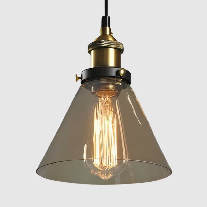 Suspension vintage en verre transparent – Design conique intemporel